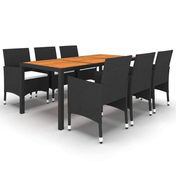 vidaXL Garden Dining Set Black, Cream White