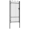 vidaXL Fence Gate Single Door with Arched Top Steel 39.4"x78.7" Black