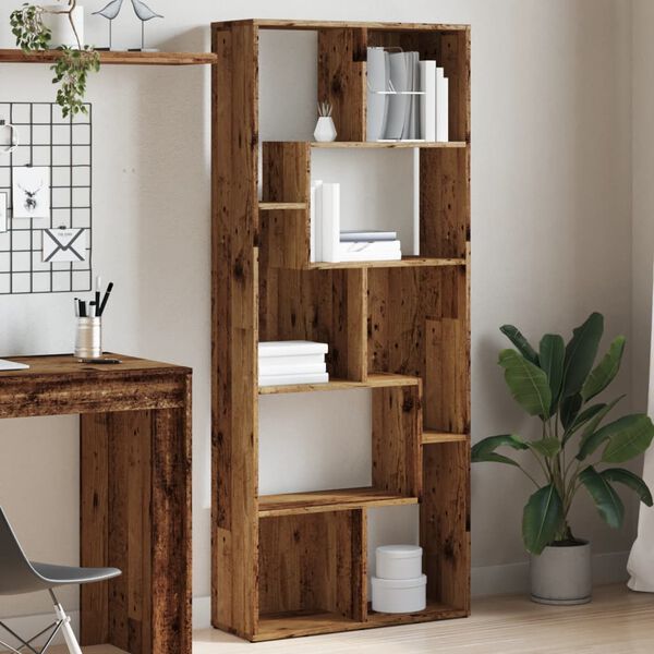 vidaXL Bookcase Old wood Engineered wood Tall Bookcase Rectangular