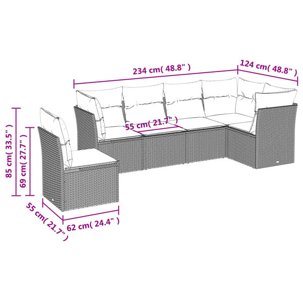 vidaXL Garden Sofa Set Black, Cream White