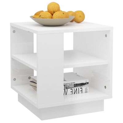 vidaXL Coffee Table High Gloss White 15.7"x15.7"x16.9" Engineered Wood