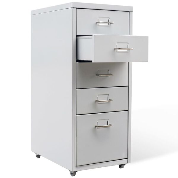 vidaXL Drawer Unit Grey Steel Medium Filing Cabinet Rectangular