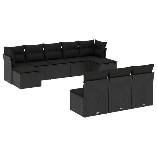 vidaXL Garden Sofa Set Black PE Rattan Medium Modular Garden Sofa Set