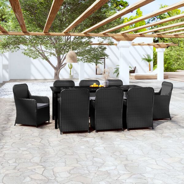 vidaXL Garden Dining Set Black, Dark Grey