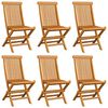 vidaXL Patio Chair Set of 6 Wine red Solid Teak wood Standard Foldable