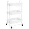 vidaXL 3-Tier Trolley White 16.9"x13.4"x31.1" Steel