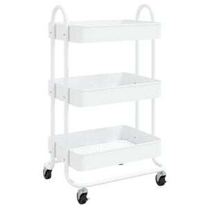 vidaXL 3-Tier Trolley White 16.9"x13.4"x31.1" Steel