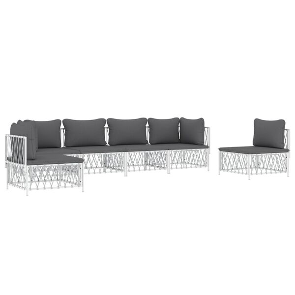 vidaXL Garden Lounge Set White Woven fabric, powder-coated steel, textilene