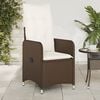 vidaXL Reclining Garden Chair Brown PE rattan, powder-coated steel Medium