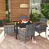 vidaXL Dining Set Gray, Dark Gray, Black, Natural Wood