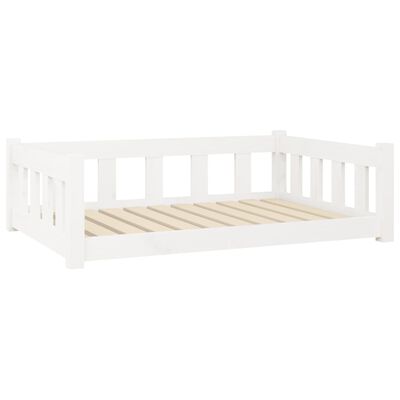 vidaXL Dog Bed White 37.6"x25.8"x11" Solid Wood Pine