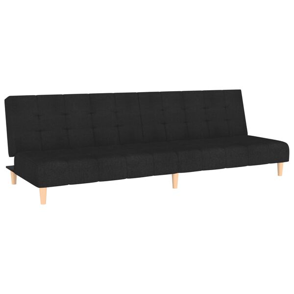 vidaXL Sofa Bed Black Polyester fabric, Wood, Plastic, Foam 2-Seater
