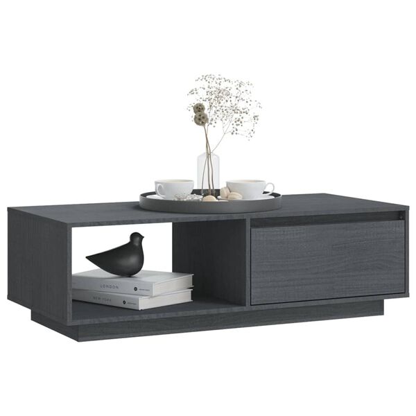 vidaXL Coffee Table Grey Solid Pinewood Coffee Table Rectangular