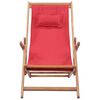vidaXL Beach Chair Red Eucalyptus wood Adjustable Foldable Beach Chair