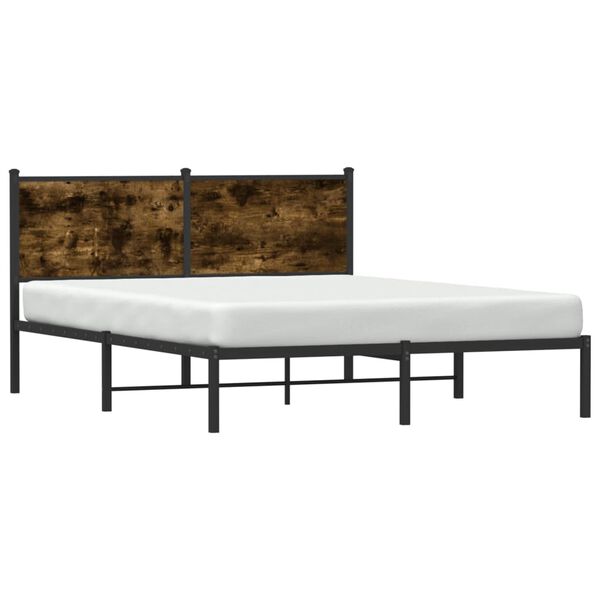 vidaXL Bed Frame Smoked Oak Steel, Engineered Wood Double Modern