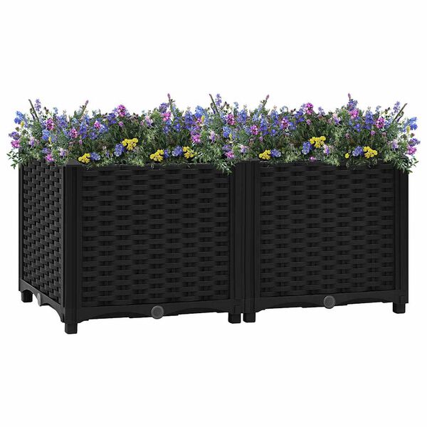 vidaXL Raised Bed Black Polypropylene Medium Durable Raised Bed