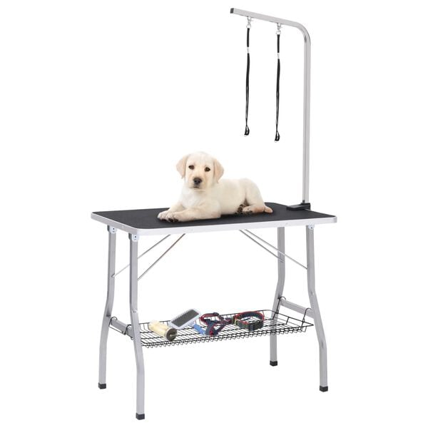 vidaXL Dog Grooming Table Black and Silver
