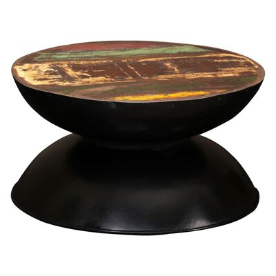 vidaXL Coffee Table Solid Reclaimed Wood Black Base 23.6"x23.6"x13"