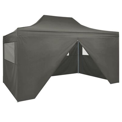 vidaXL Foldable Tent Pop-Up with 4 Side Walls 9.8'x14.8' Anthracite
