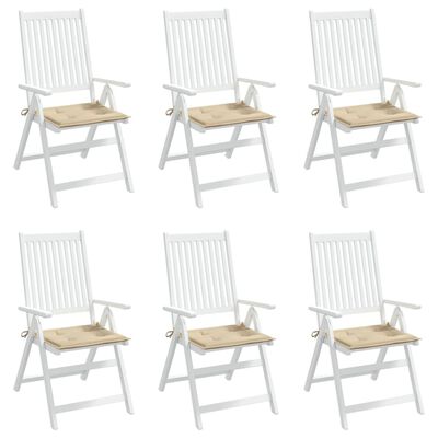 vidaXL Garden Chair Cushions 6 pcs Beige 19.7"x19.7"x1.2" Fabric