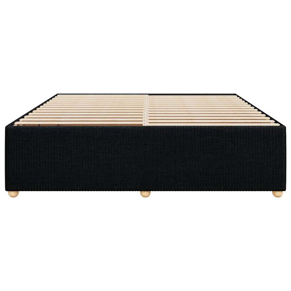 vidaXL Bed Frame Black Polyester, Plywood, Engineered Wood, Solid Pine Wood
