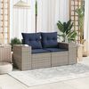 vidaXL Patio Sofa with Cushions 2-Seater Gray Poly Rattan