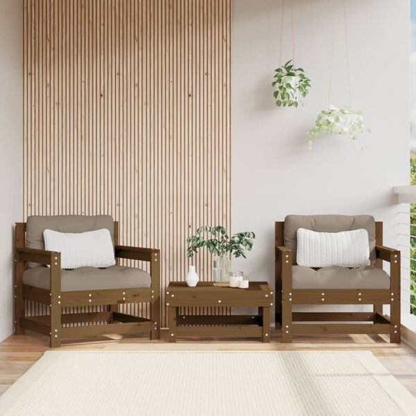 vidaXL Garden Chair Honey brown, Taupe Solid pine wood, Oxford fabric