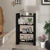 vidaXL Book Cabinet Black Solid Pine Wood Medium Book Cabinet