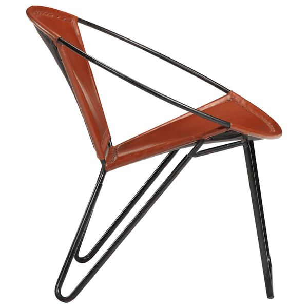 vidaXL Chair Brown Genuine goat leather, Powder-coated steel Medium