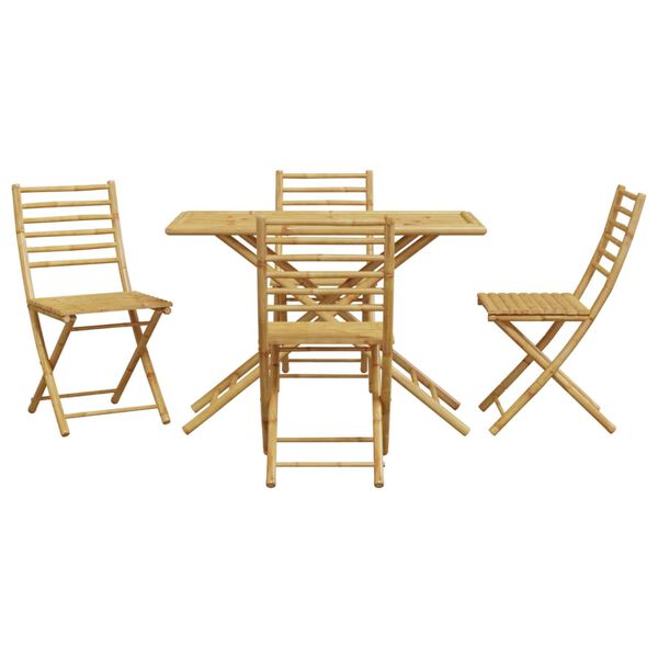 vidaXL Garden Dining Set Natural Bamboo Bamboo Medium Foldable