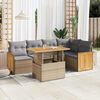 vidaXL Garden Sofa Set Beige PE rattan Large Adjustable Feet