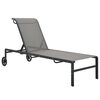 vidaXL Sun Lounger And Table Set of 2 Grey Textilene Full Size