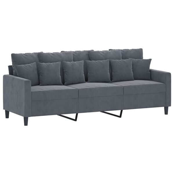 vidaXL 3-seater Sofa With Footstool Dark Grey Velvet 71.0 in seating width