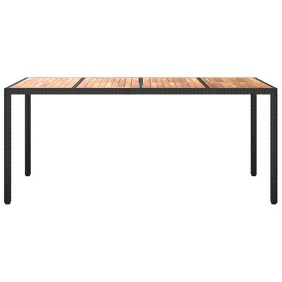 vidaXL Patio Table 74.8"x35.4"x29.5" Poly Rattan and Acacia Wood Black