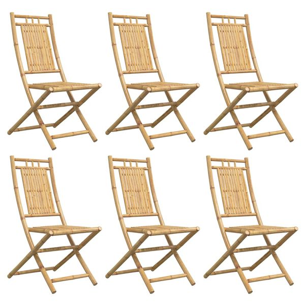vidaXL Garden Chair Set of 6 Natural Bamboo Bamboo Small Foldable