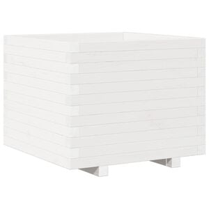 vidaXL Garden Planter White Solid pine wood 23.6x23.6 in Durable