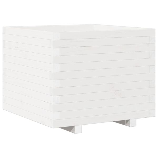 vidaXL Garden Planter White Solid pine wood 23.6x23.6 in Durable