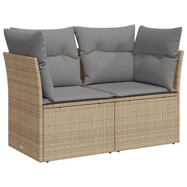 vidaXL Garden Sofa Beige Poly Rattan 2-seater Adjustable Feet