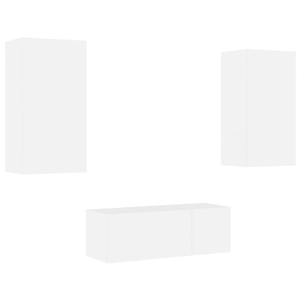 vidaXL TV Wall Unit White Engineered Wood Large Wall Mounting