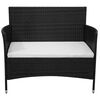 vidaXL Garden Bench Black and Cream White PE Rattan and Powder-Coated Steel