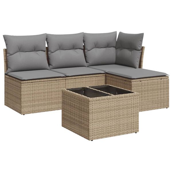 vidaXL Garden Sofa Set Beige PE Rattan Large Modular Garden Sofa Set