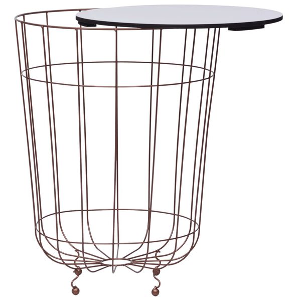 vidaXL Coffee Table Gold, White Metal, MDF 15.7 in across