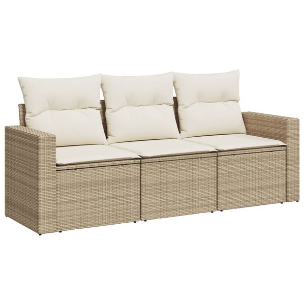vidaXL Garden Sofa Set Beige PE rattan, powder-coated steel Medium