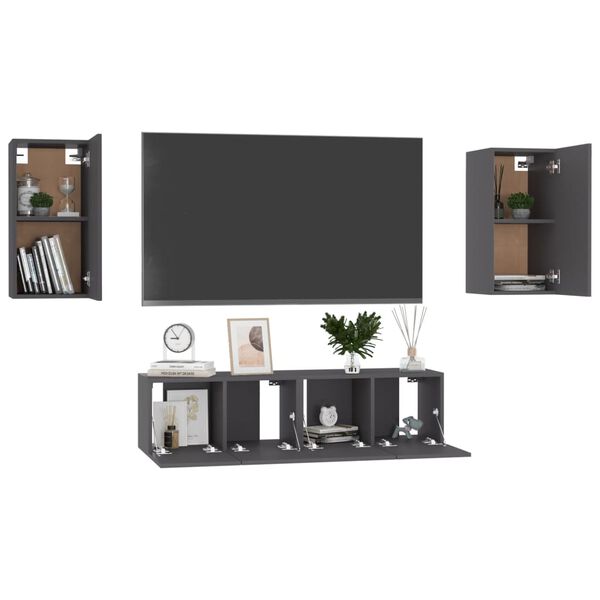 vidaXL TV Cabinet Grey Engineered wood Medium TV Cabinet Rectangular