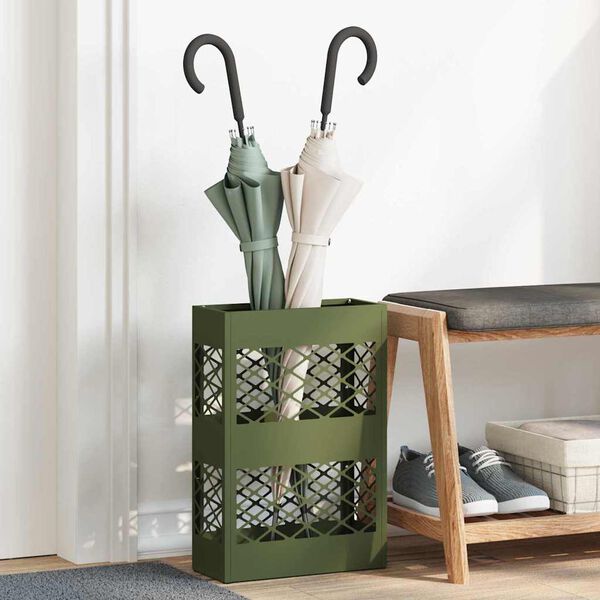 vidaXL Umbrella Stand Olive green 11.02 x 4.72 x 16.14 in Steel