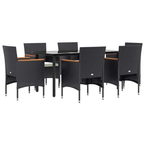 vidaXL Garden Dining Set Black Poly rattan Medium Durable