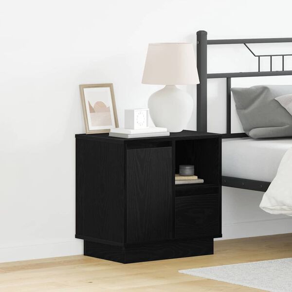 vidaXL Bedside Cabinet 2 pcs Black Oak 19.69 x 13.58 x 19.69 in