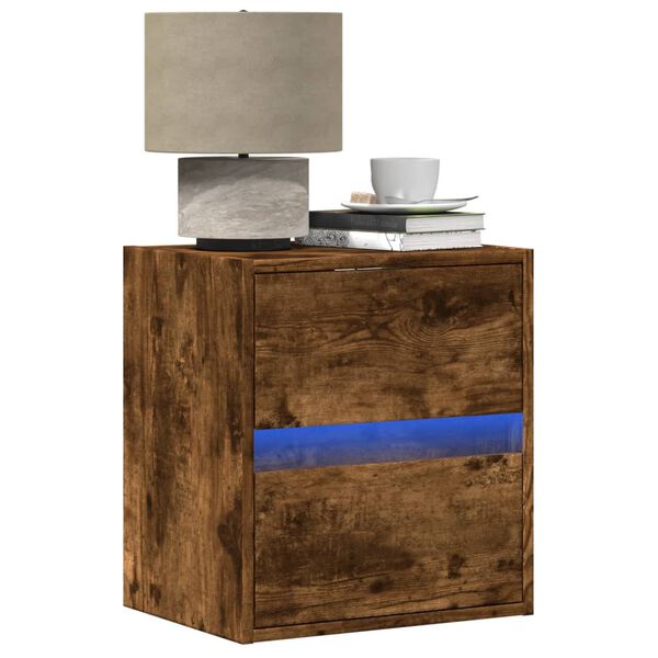 vidaXL Wall-mounted Bedside Cabinet Smoked Oak Engineered wood Compact