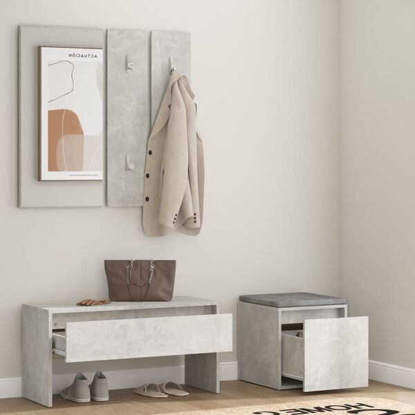 vidaXL Hallway Furniture Set Concrete grey Engineered wood Medium