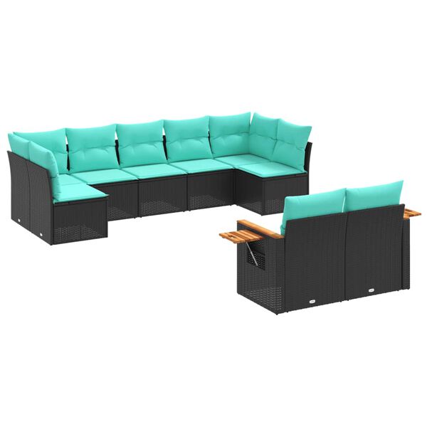 vidaXL Patio Sofa Set Black